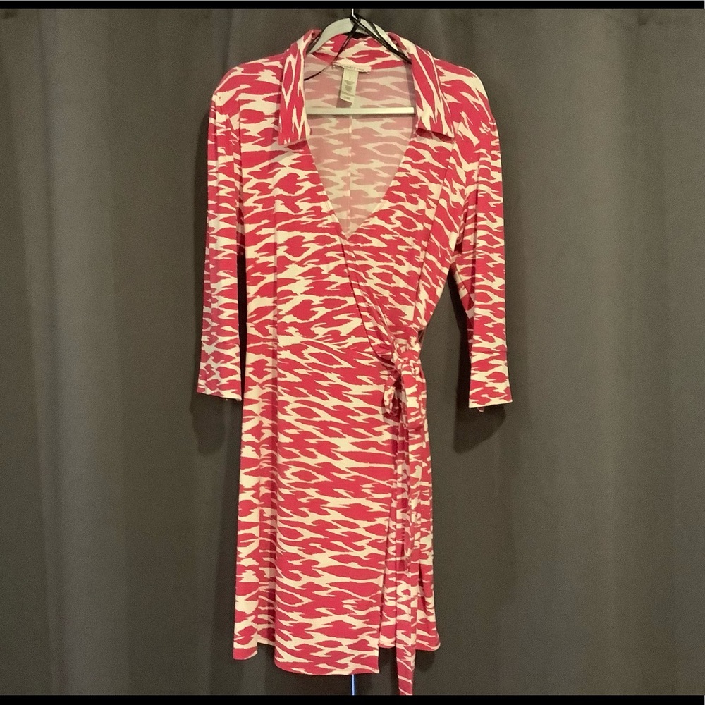 Laundry by Design wrap dress pink&white Size L